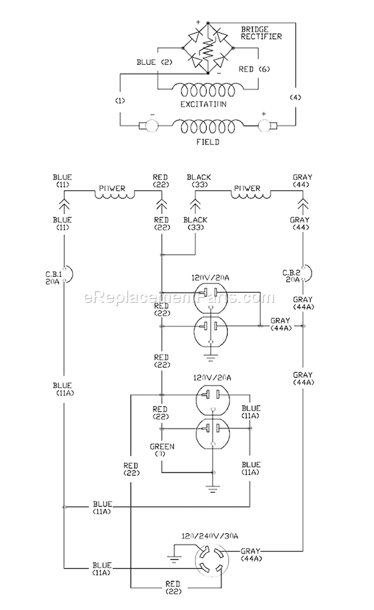 Page E Diagram and Parts List for 1642-2  Briggs and Stratton Generator